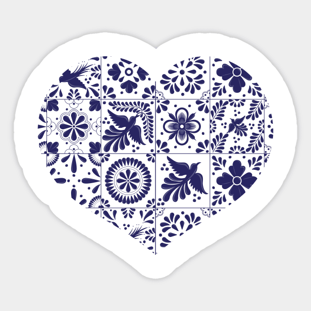 Mexican Talavera Tiles Heart Sticker by Akbaly